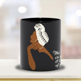 Black Fashionista, Black Women Fashion, Woman Empowerment, Black Woman Art, Gift for Black Woman, Nubian Sister, African American Mugs, Gift For Black Woman, Black Girl Magic, Head Wrap Mug - Black & White Mug, Black Queen Mug, ulli, ullihome, bgm art, melanin art, strong black woman