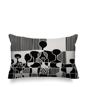 African American Woman double sided print lumbar pillow, Black and white abstract face Afro-bohemian pillow, Afro Bohemian Pillow, African Bohemian Eclectic Pillow, ulli, ullihome, buy black, black owned, melanin art, african art, african american art, living room decor, office decor, bedroom decor