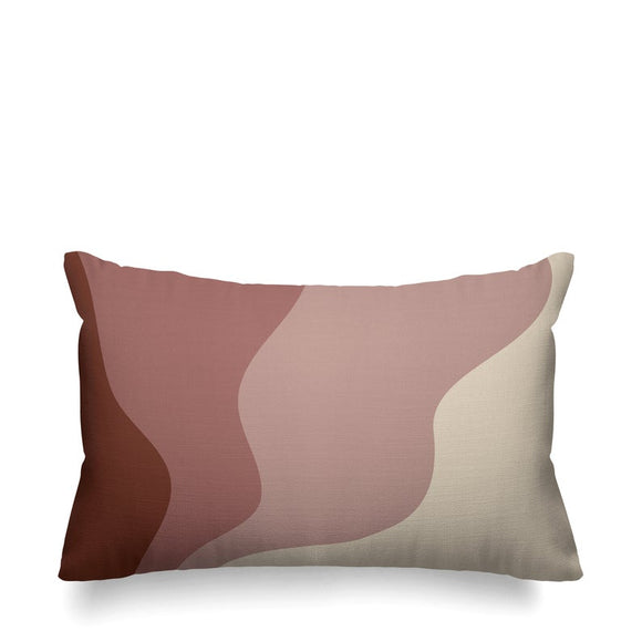 Wavy abstract terracotta minimalist mid century modern pillow cover,  Abstract  Minimalist Terracotta Pillow, Indigo Cushion, Beach Sand Pillow, ulli, ullihome, buy black, black owned, melanin art, black art, woman art, bgm art, black girl magic, living room decor, bedroom decor, office decor, cotton twill, spun polyester, machine washable