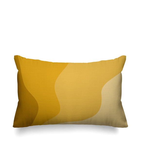 Wavy abstract yellow minimalist mid century modern pillow cover,  Abstract  Minimalist Yellow Pillow, Indigo Cushion, Beach Sand Pillow, ulli, ullihome, buy black, black owned, throw pillow, pillow cover, bgm art, black girl magic, melanin art, living room decor, bedroom decor, office decor, woman art, melanin art, spun polyester, cotton twill, machine washable, made in the u.s.a