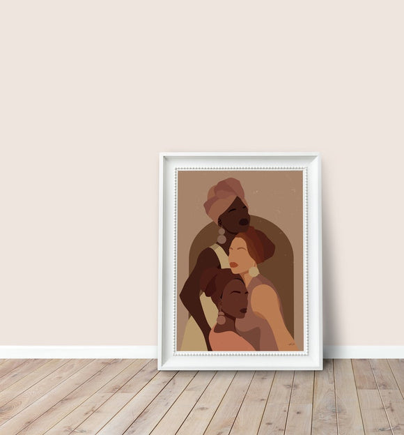 ulli, ullihome, black sisterhood, buy  black, black owned, feminist art, bgm art, black girl magic, melanin art, woman art, afro sistas, bedroom decor, office decor, living room decor, study room decor, wall art, black girl magic, black queen art, friendship art, black woman gifts