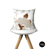 African Wax Print Pillows, Ankara Print Throw Pillow, Beige and White Mix and Match Pillows, Woman Girl Art, Black Power Art, Black Woman Art, bgm art, melanin art, woman art, ulli, ullihome, living room decor, bedroom decor, office deor, black owned, buy black