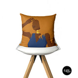 Orange and Yellow Geometric Pillow. Modern Abstract Pillow Cover, Kente Print Fabric, Yellow Pillow Cover, Black Girl Art, Melanin Popping Art, Woman Illustration Art, Kente Fabric Art Pillow, African Fabric Print Throw Pillow, Geometric Pillow cover, Kente Cushion, Black Girl Art, Black Queen Melanin Magic, ulli, ullihome, african print, african american print, throw shams, living room decor, bedroom decor, buy black, black owned