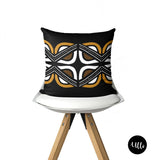 Black, Gold and White African Mud cloth Decorative Cushion Pillow Cover, African Tribal Cushion Cover Euro Sham, Black and White Floral Decorative Cushion, Boho Tribal Pillow Throws, bgm, bgm art, ulli, ullihome, black owned, bgm art, melanin art, bedroom decor, office decor, living room decor, throw pillow