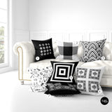 Black and White African Fabric cloth Decorative Cushion Pillow Cover, Geometric Tribal Cushion Cover Euro Sham, Black and White Hand-drawn Decorative Cushion, Boho Tribal Pillow Throws, Black and White Throw Pillow, Mix and Match Pillow Tribal Pillow Cover, Geometric Black Pillow Cover, White and Black Pillow, African Fabric, ullihome, ulli, buy black, black woman owned, black owned, bgm, bgm art, afro art, african american art, feminist art