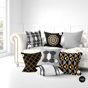 Black, Gold and White African Fabric Decorative Cushion Pillow Cover, African Tribal Cushion Cover Euro Sham, Black and White Geometric Decorative Cushion, Boho Tribal Pillow Throws, Black and Gold Throw Pillow, African Fabric Black and White Geometric Mix and Match Pillow, Ankara Fabric Tribal Pillow, Diagonal Pillow, ulli, ullihome, bgm art, sista art, buy black, living room decor, bedroom decor, black owned, black woman art, feminist art, melanin art, melanin popping