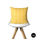 Yellow African Fabric Tribal Boho Pillow Cover. Geometric Yellow Pillow Cover, Yellow Ankara Wax Print Print Pillow, Tribal Boho Decorative Pillow, ulli, ullihome, buy black, black owned, living room decor, bedroom decor, office decor, bgm art, african art, melanin art, woman art, feminist art