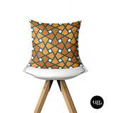 Emerald Green, Gold and Orange African Ankara Fabric Pillow Covers, Ankara Print Pillow, boho tribal pillow cover, Orange and Emerald Green African Fabric Pillow Cover, Mix and Match Emerald and Orange Tribal Throw Pillow, Orange Ankara Print Pillow Throw, buy black, black owned, ullihome, ulli, boho art, afro art, bgm art, african art, african american art, living room decor, bedroom decor, throw shams