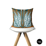 Emerald Green, Gold and Orange African Ankara Fabric Pillow Covers, Ankara Print Pillow, boho tribal pillow cover, Orange and Emerald Green African Fabric Pillow Cover, Mix and Match Emerald and Orange Tribal Throw Pillow, Orange Ankara Print Pillow Throw, buy black, black owned, ullihome, ulli, boho art, afro art, bgm art, african art, african american art, living room decor, bedroom decor, throw shams