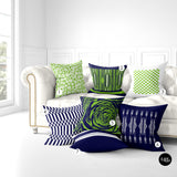 Chartreuse Green and Navy Blue Geometric Throw Pillow, Dark Blue Kente Tribal Mix and Match Pillow, Navy and White Floral chartreuse Pillow Cover, african print, african american print, throw shams, living room decor, bedroom decor, throw shams, bgm art, afro art, melanin art, living room decor, bedroom decor, ulli, ullihome