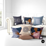 Modern art Pillow. Minimalist Abstract Pillow Cushion, Retro Cushion Cover, Black Girl Power Art. Circle design Pillow Cover, Neutral Color Art, Abstract Art, Melanin Art, ULLI, ULLIHOME, throw pillow, pillow cover