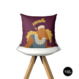 Purple Beige and Blue African Queen Pillow Cover. Nefertiti Pillow Cover, Black Princess Throw Pillow, Egyptian Art, Melanin Art, Geometric Pillow Cover, bgm art, black girl magic, woman art, african art, african american art, buy black, black owned, ulli, ullihome, living room decor, bedroom decor, office decor, bgm art