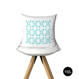 Turquoise African Wax Print Decorative Cushion Pillow Cover, Geometric Chevron Pattern Pillow Cover, Blue and White Aqua Decorative Cushions, Boho Tribal Pillow Throws, throw shams, pillow cover, living room decor, office decor, bedroom decor, bgm art, woman art, buy black, black owned, ulli, ullihome, melanin art, black girl magic