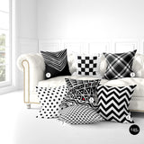 Black and White African Fabric cloth Decorative Cushion Pillow Cover, Geometric Checked Cushion Cover Euro Sham, Black and White Hand-drawn Decorative Cushion, Boho Tribal Pillow Throws, ulli, ullihome, african art, buy black, black owned, african american art, woman art, black woman art, bgm art, bedroom decor, living room decor