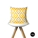Yellow African Fabric Tribal Boho Pillow Cover. Geometric Yellow Pillow Cover, Yellow Ankara Wax Print Print Pillow, Tribal Boho Decorative Pillow, ulli, ullihome, buy black, black owned, living room decor, bedroom decor, office decor, bgm art, african art, melanin art, woman art, feminist art