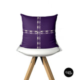 Purple and Beige Bogolanfini Bogolan Mud cloth Pillow Cover, Bohemian Throw Pillow, Purple and White Tribal Euro Sham, Purple Chevron Shape Decorative Pillow Sham, Purple Accent Pillow, living room decor, office decor, bedroom decor, ulli, ullihome, buy black, black owned, throw sham, pillow cover, melanin art, bgm art, african art, black magic art, woman art, african art, african american art