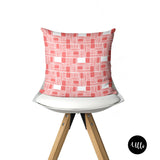 Pink Coral and White African Ankara Print Pillow cover, Coral Tribal Bohemian Throw Pillow, Coral and White Sofa Euro Sham, Coral Cushion Cover Decorative Pillow Sham, Geometric Coral Accent Pillow, throw shams, ulli, ullihome, living room decor, bedroom decor, african print, african american art, buy black, black owned, bgm art