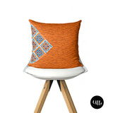 Turquoise and Orange African Ankara Fabric Pillow Cover, Turquoise and Orange Ankara Print Pillow, boho tribal pillow cover, ullihome, ulli, buy black, black owned, african print, melanin art, afro art, boho art, bgm art, black girl magic, black woman art, living room decor, bedroom decor