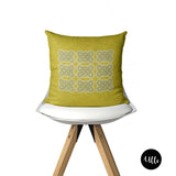 Emerald Green, Blue, Yellow and Beige Tribal Boho Pillow Cover, Faux Embroidery Pillow Cover, African embroidery Throw Pillow, African fabric Pillow, Adire Fabric Pillow, ulli, ullihome, buy black, black owned, melanin art, black girl magic art, bgm art, woman art, african art, african american art, feminist art, throw sham, pillow cover, living room decor, bedroom decor, office decor