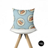 Melon and Pastel Blue and African fabric Throw Pillow, Cantaloupe Tribal Mix and Match Pillow, Baby Blue and Apricot Geometric Pillow Cover, ullihome, ulli, buy black, black owned, bgm art, black girl magic, throw shams, living room decor, bedroom decor, african print, african american print, melanin art