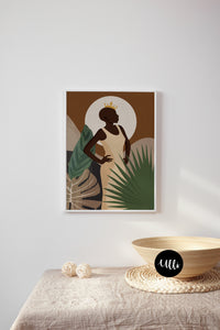 brown skin girl, black girl crown, black girl power, black princess, wall art, ulli, ullihome, fine art print, african art, african american art, black girl magic, wall poster, melanin popping, buy black, melanin art, illustration, bgm art, black girl magic