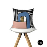 Scandinavian Print Pillow Cover. Abstract Minimalist Pillow Cover, Boho Throw Pillow, Black and White Checked Pillow, Line Art, Mid-century Pillow Cover, Mid-Century Navy Blue and Gold Pillow, Modern Art Pillow, Geometric Throws, Mix and Match Scandi, Scandinivian Pillow Cover, Nordic Boho, living room decor, ulli, ullihome, bedroom decor, throw shams, buy black, black owned, african print, african american print, melanin art, boho art