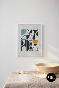 Contemporary Art, Abstract Symbols Art, Minimalist Print, Abstract art, Mid-Century Art, Black and White Art, Study room decor, Bedroom art, ulli, ullihome, black art, black woman art, bgm art, sista art, scandi mid century art