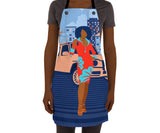 African beauty shop sign kitchen or garden apron. African American Woman Fashion Apron, African American Gift, Woman Illustration Gardening Apron, Black Girl Magic Face Print Apron, ULLI, ULLIHOME, woman empowerment, buy black, black owned, melanin art, afro gifts, black girl magic, black mother,, mother's day, bgm art, woman art, feminist art