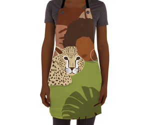 African American Woman Apron with Zebra pattern background. African American Woman Fashion Apron, African American Gift, afro gift, melanin art, ulli, ullihome, bgm art, black girl magic