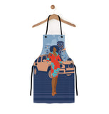 African beauty shop sign kitchen or garden apron. African American Woman Fashion Apron, African American Gift, Woman Illustration Gardening Apron, Black Girl Magic Face Print Apron