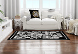 Tutu - Black and light Grey Printed Rectangular Boho Abstract Tribal Area Rug