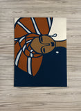 Abike - Navy Blue and Rust Woman In Head Wrap Rectangle Printed Area Rug