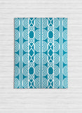 Siji - Turquoise & White Printed Tribal Geometric Area Rug