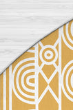 Idia - Mustard and White Printed Boho Abstract Tribal Area Rug