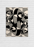 Siji - Black and Beige Afro Bohemian Abstract Faces Printed Area Rug