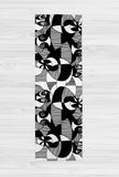 Siji - Black and White Eclectic Boho Tribal Faces Printed Area Rug - Afro Bohemian Tribal Rectangle Living Room Carpet, Aisle Runner, Bedroom Rug