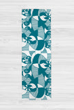 Siji - Turquoise & White Eclectic Boho Tribal Faces Printed Area Rug