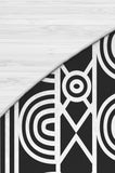 Siji - Black and White Printed Round Boho Abstract Tribal Area Rug